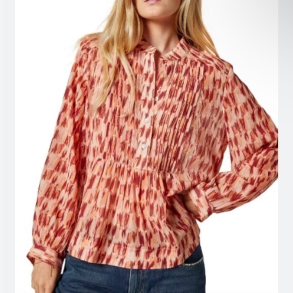 Joie Webb Pleat Bib front Top - Button down